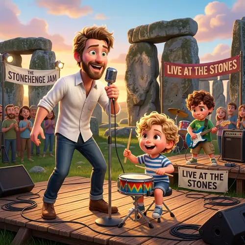 Vibrant 3D Pixar-Inspired Music Band Scene