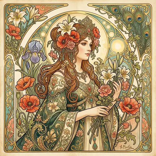 Art Nouveau Portraits with Flowers | Stunning Artwork
