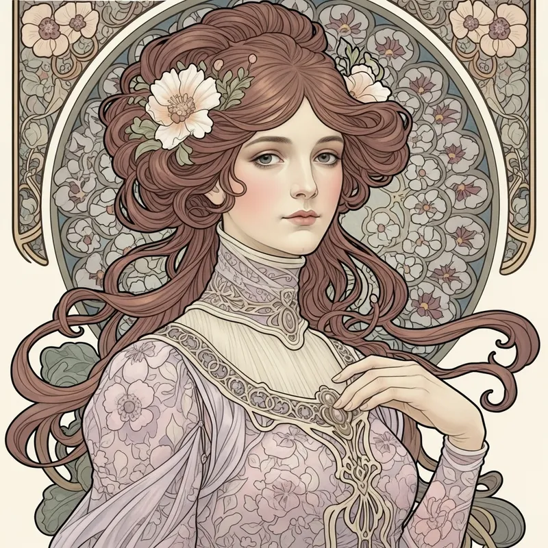 Art Nouveau Portraits with Flowers | Stunning Artwork
