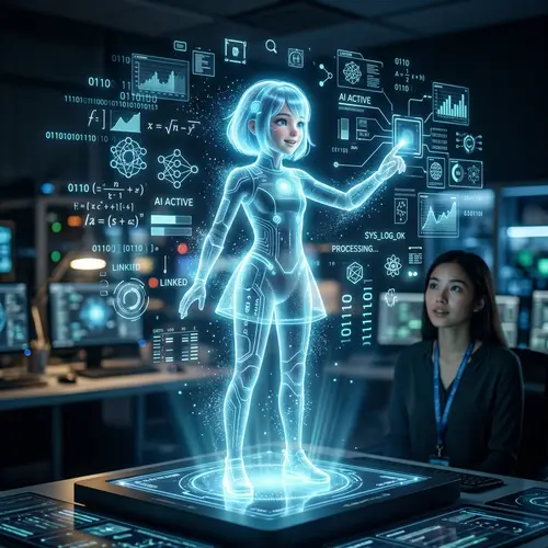 Futuristic AI Virtual Assistant Hologram - Interactive Design