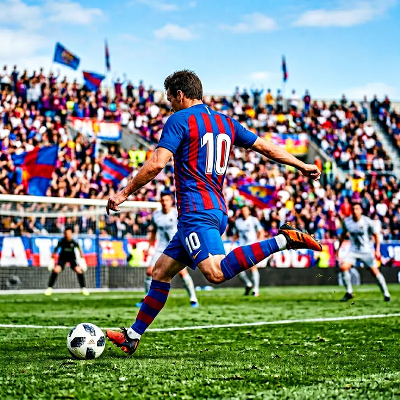 Lionel Messi: Star Soccer Player in Blue & Red Jersey | Exciting Action