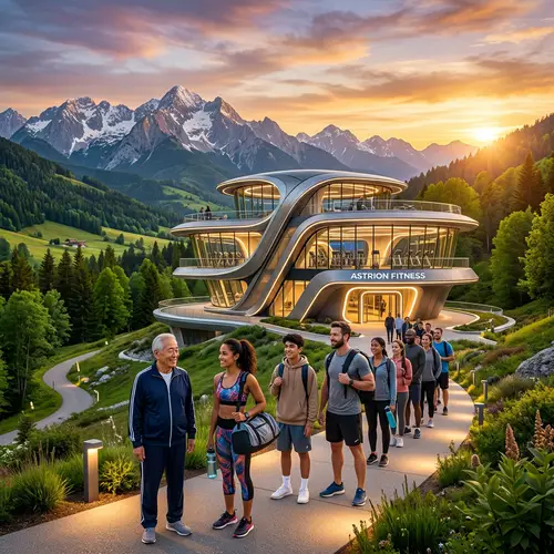 Futuristic Gym Building in Majestic Landscape