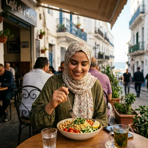 Algeria Enjoying Bulgur at a Café