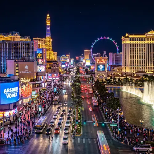 Vibrant Night Scene of Las Vegas Strip | Energy & Color