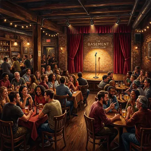 Underground Comedy Club Oil Painting | Unique Artwork