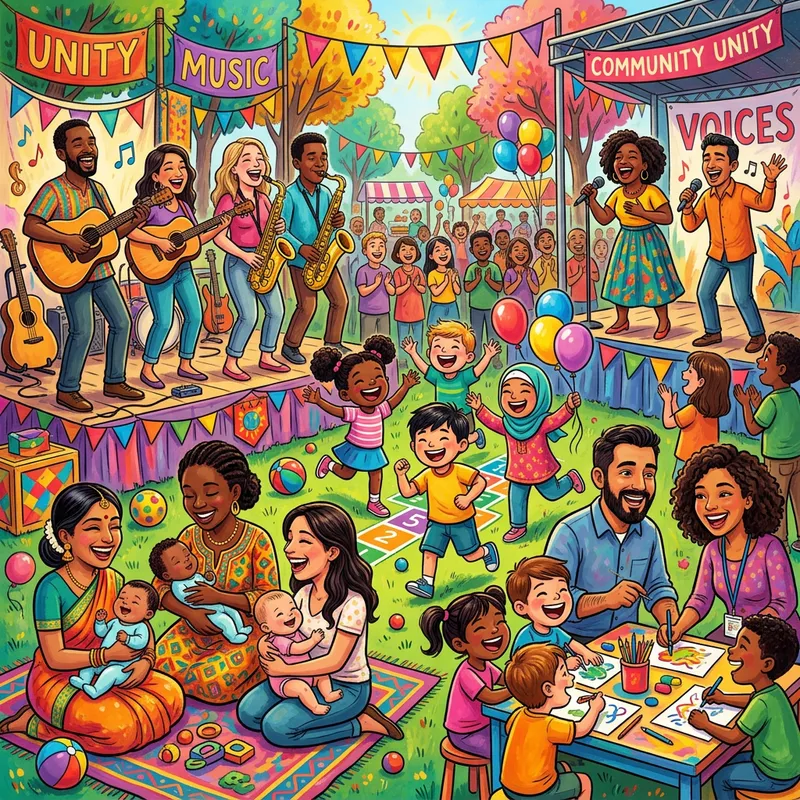 Happy Multicultural Group - Musicians, Mothers, Children & More
