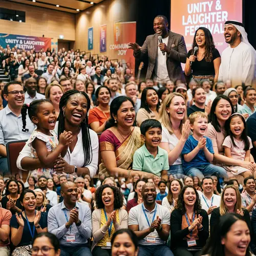 Diverse Assembly of Thrilled Mothers, Multicultural Children, Comedians, Teachers, and Captivating Speakers