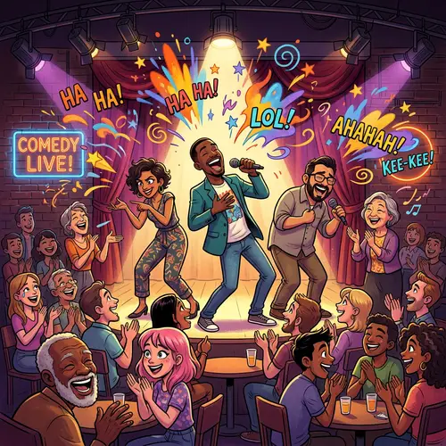 Vibrant Stand-up Comedy Show with Diverse Comedians