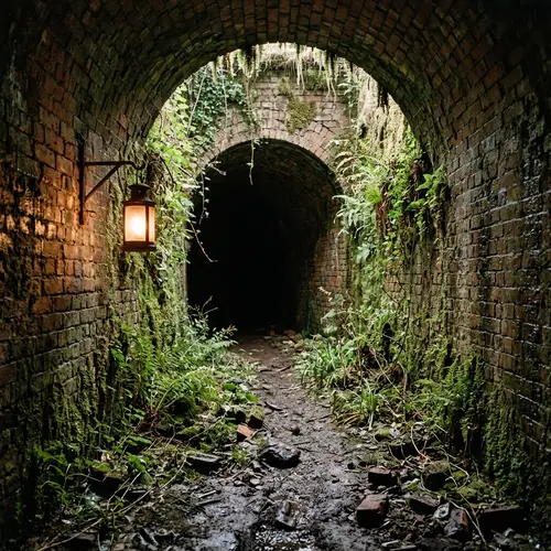 Brick Underground Tunnel with Arched Ceiling