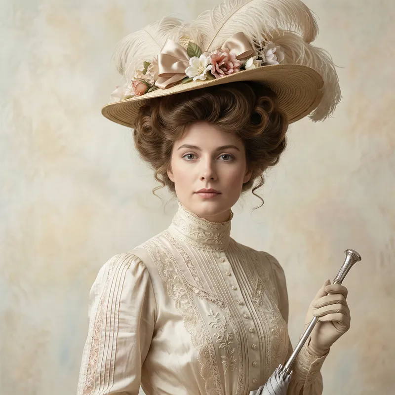 Late Edwardian Woman Portrait - Timeless Elegance