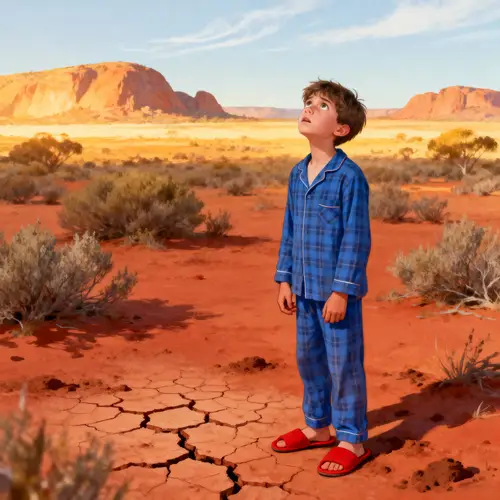 Boy in Pyjamas Lost in the Australian Outback