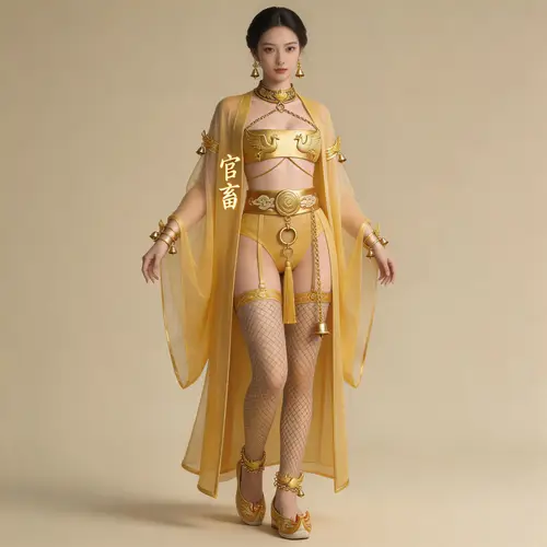 Luxurious Golden Gown with Exquisite Details