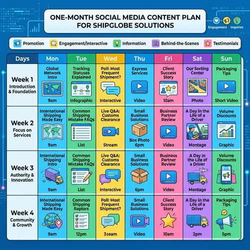 One-Month Social Media Content Plan for Shipment Company