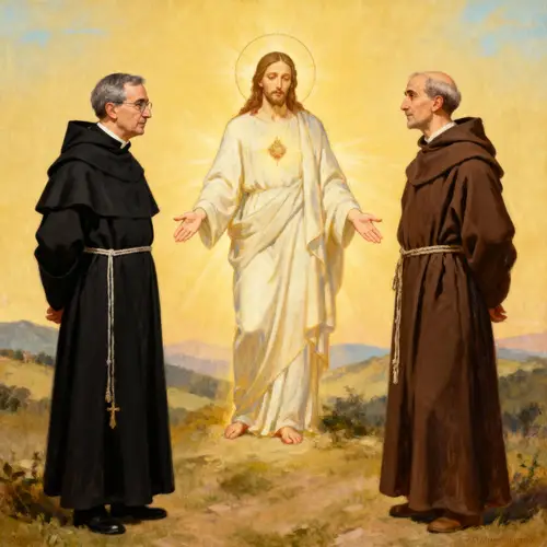 Saints Josemaría Escrivá and Francis of Paula Contemplating Jesus