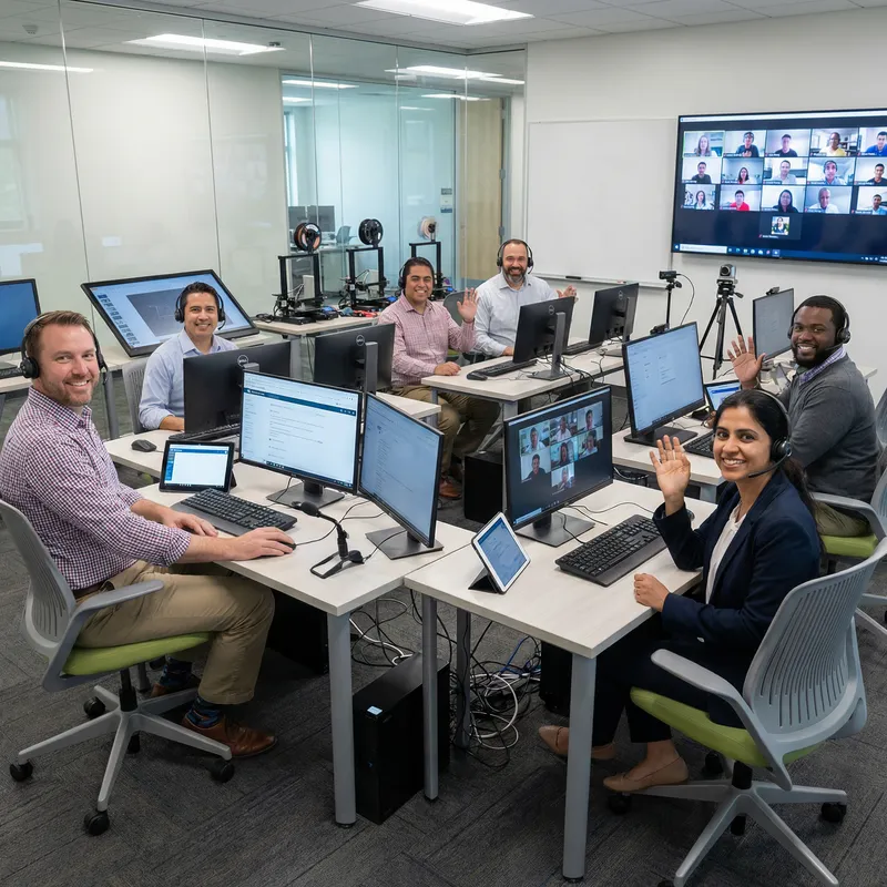 Diverse Educators in High-Tech Classroom | Online Teaching Experts