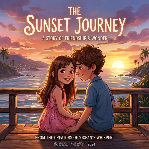 Animated Film Cover: Boy and Girl at Sunset