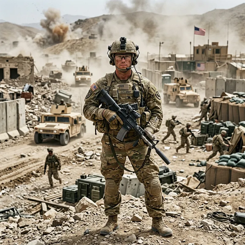 Military Photo in Full Battle Gear Military Photo in Full Battle Gear