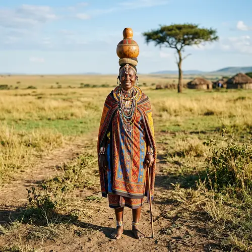 Proud Kenyan Woman in Vibrant Tribal Attire
