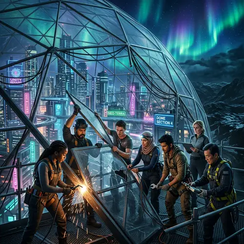 Futuristic Resilience Art: United Community mends Future City