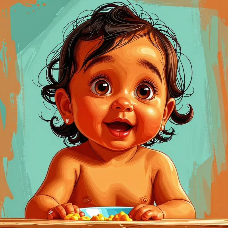 Amazed Baby & Snacks: 3D Cartoonish Delight Amazed Baby & Snacks: 3D Cartoonish Delight