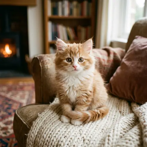 Adorable Fluffy Feline with Bright Eyes | Cute Cat