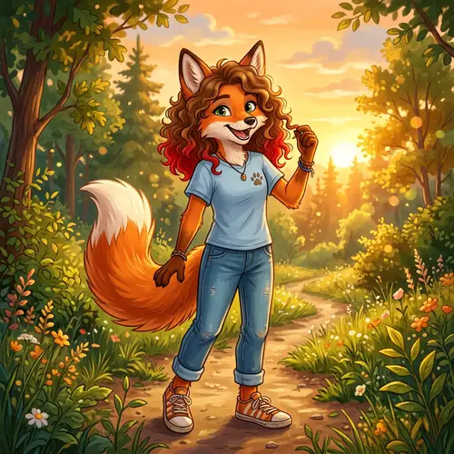 Vibrant Fox Girl Illustration