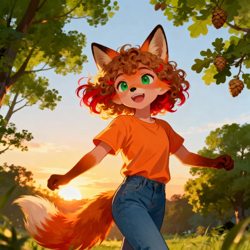 Vibrant Fox Girl Illustration