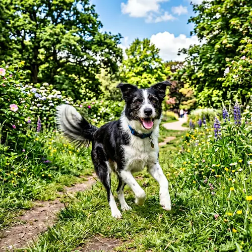 Playful and Energetic Mixed Breed Dog with Fluffy Tail