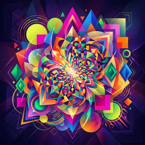 Intriguing Abstract Illustration with Shapes and Vibrant Colors