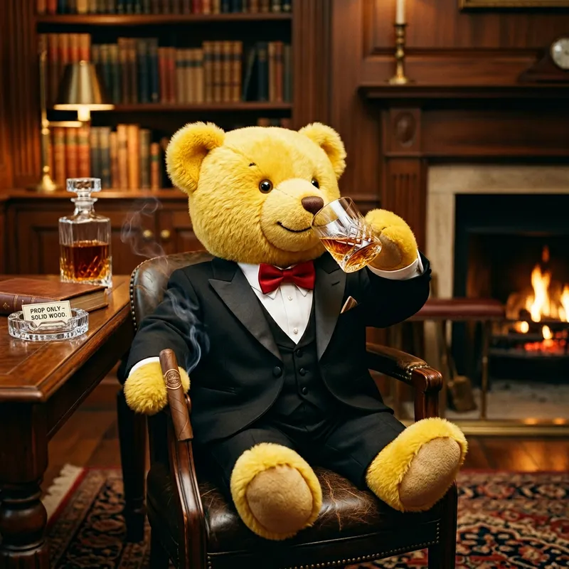 Elegant Winnie the Pooh in Tuxedo Sipping Honey Elegant Winnie the Pooh in Tuxedo Sipping Honey