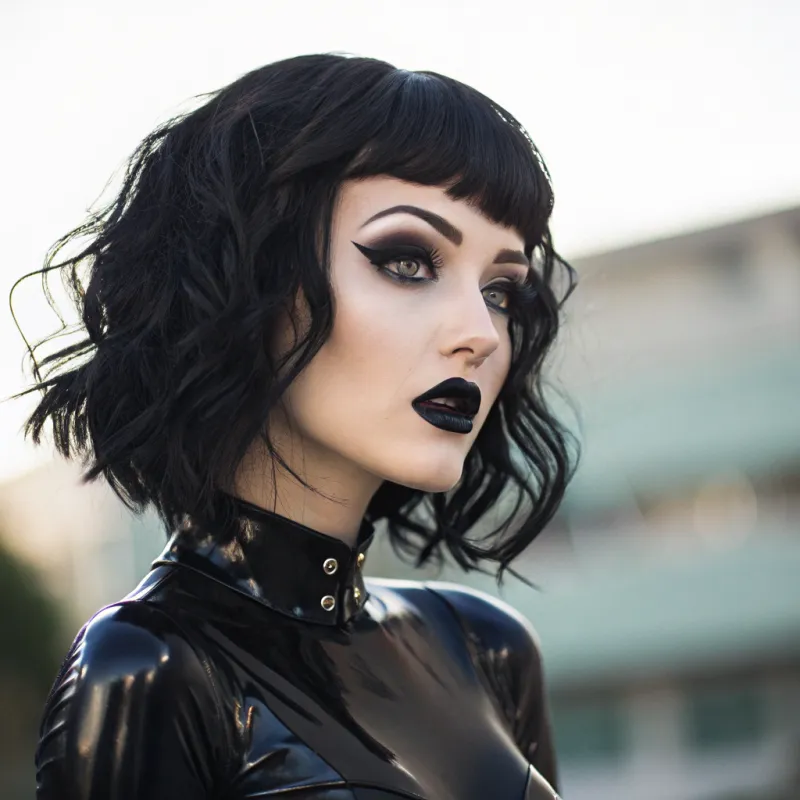Gothic Beauty: Pale Skinned Goth Girl in Latex