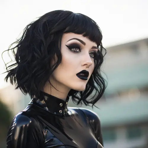 Gothic Beauty: Pale Skinned Goth Girl in Latex