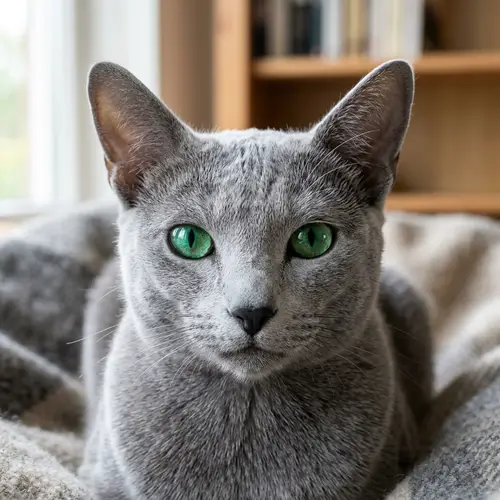 Blue Russian Cat Head - Unique Feline Perspective