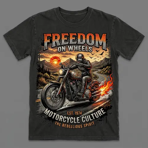 Intricately Designed Motorcycle T-Shirt for Enthusiasts