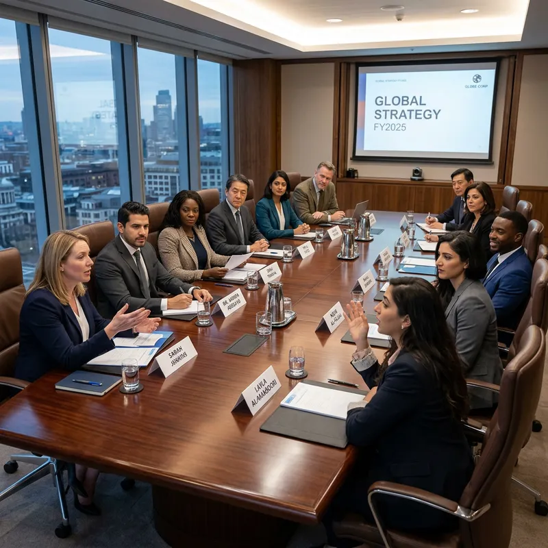 12 People in Dynamic Business Meeting