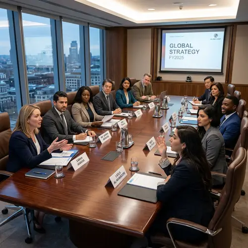 12 People in Dynamic Business Meeting