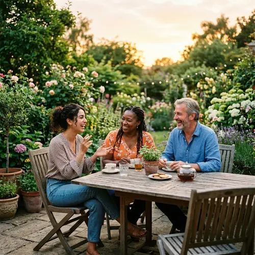 Family Bonding in Serene Garden | Heartwarming Moment