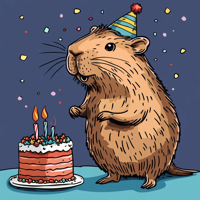 Capybara Birthday Celebration Illustration