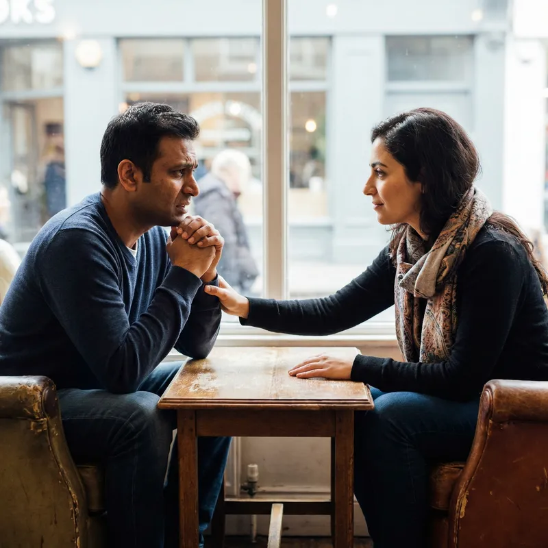 Intense Conversation: Heartfelt Plea and Soothing Gesture Intense Conversation: Heartfelt Plea and Soothing Gesture