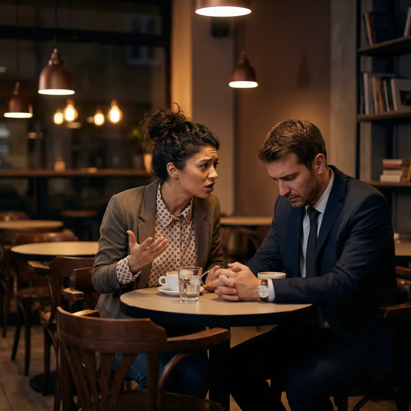 Exasperated woman ends giving last chances to man in quiet cafe