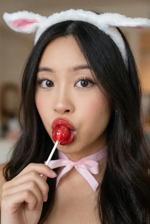 Hyper-Realistic 8K Portrait of a Woman with Bunny Ears