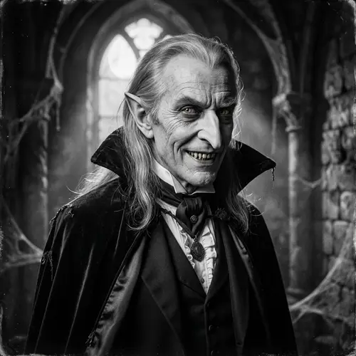 Detailed Vintage Style Depiction of Tricky Vampire