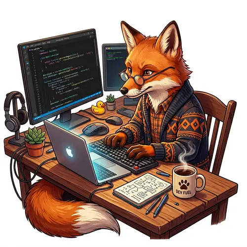 Anthropomorphized Fox Web Developer PNG Image