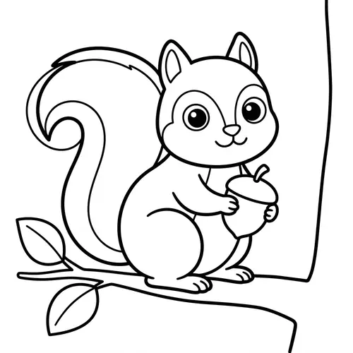 Cute Squirrel Coloring Page for 1-Year-Olds