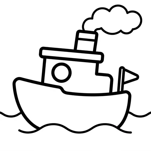 Simple Boat Coloring Page for 1-Year-Olds