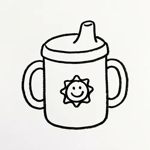 Simple & Friendly Cup Coloring Illustration for Kids | Easy to Color