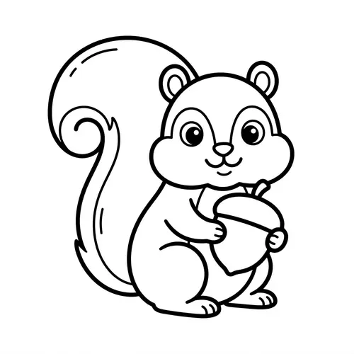 Cute Squirrel Coloring Page for Kids
