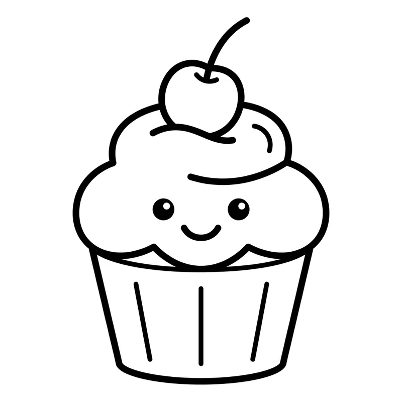 Cute Cupcake Coloring Page for Toddlers Cute Cupcake Coloring Page for Toddlers