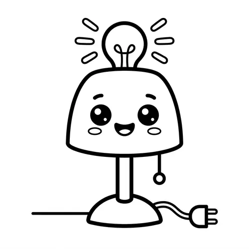 Cute Line-Art Lamp for Kids to Color