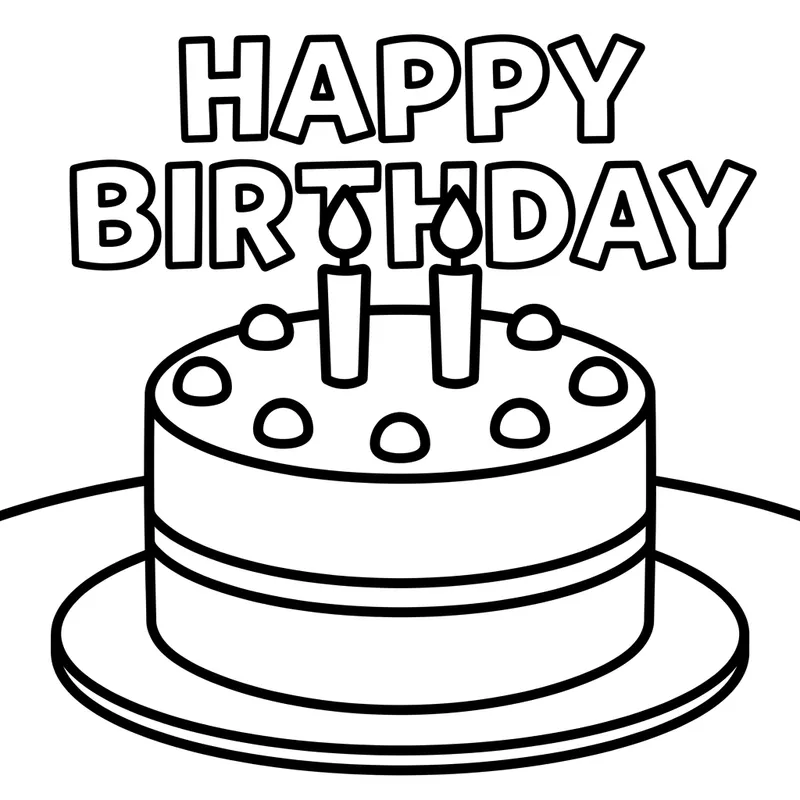 Simple and Easy Birthday Cake Coloring Page for Toddlers